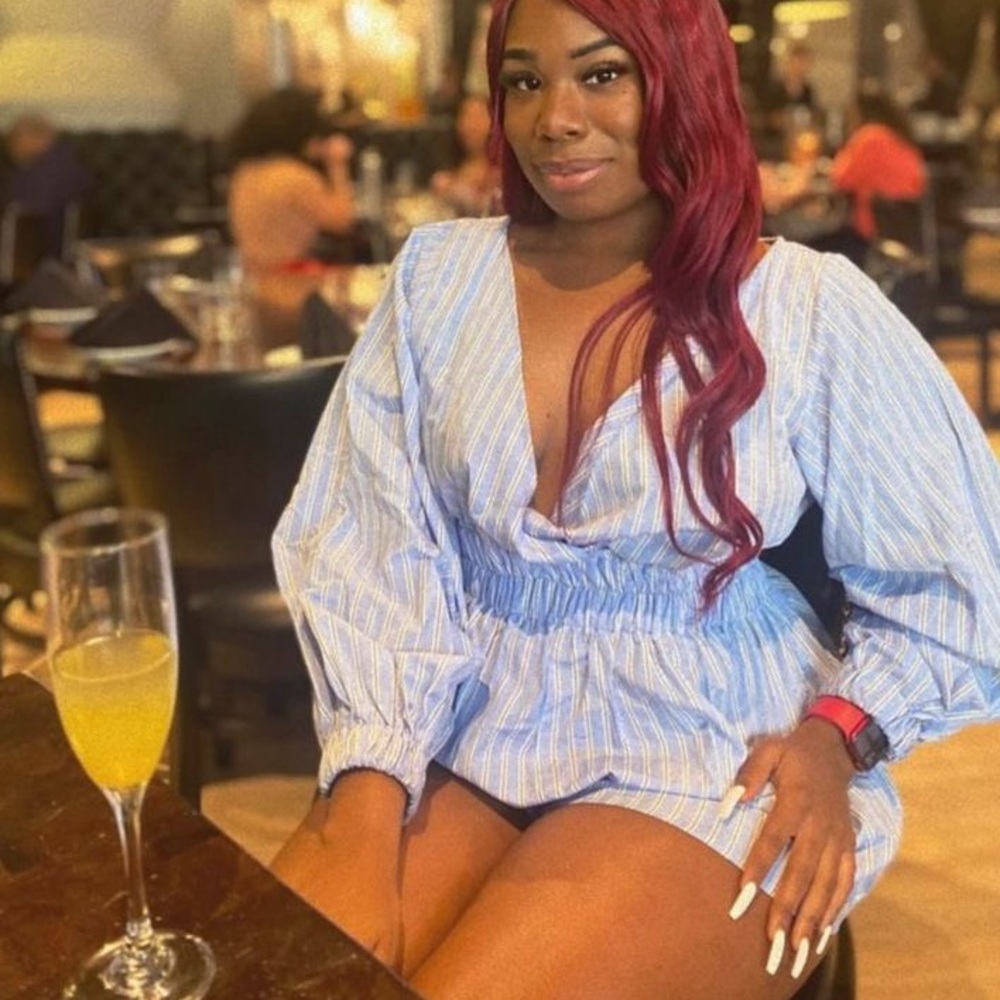 ASOS blue off the shoulder romper bunch attire